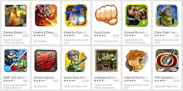 A snippet of some of the most popular Wikipad games on Google Play.
