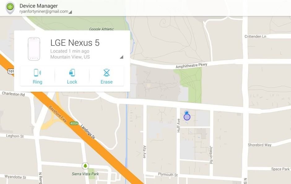 Android Device Manager. Image: Google.