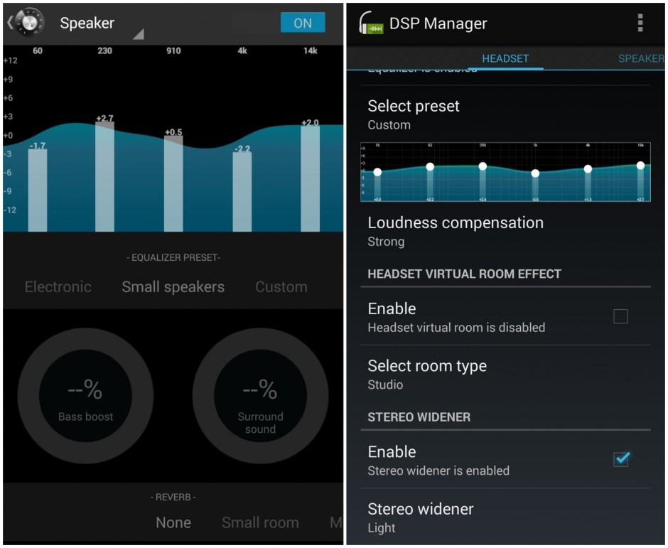 Left to right: The Equalizer app in CM11S vs. the one on CM11