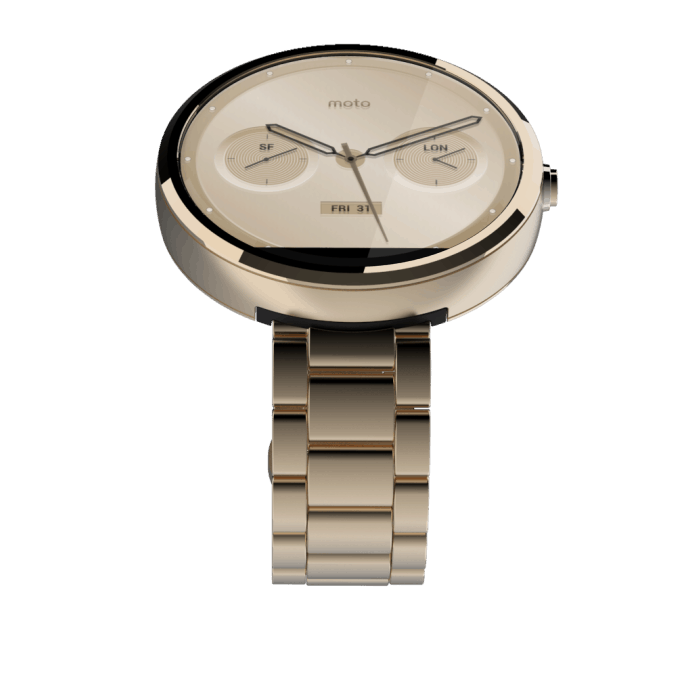 The gold Moto 360 with an 18mm strap. Photo: Motorola