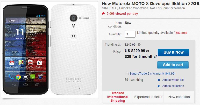 Last year's Moto X is a bargain on eBay. Screenshot: Cult of Android