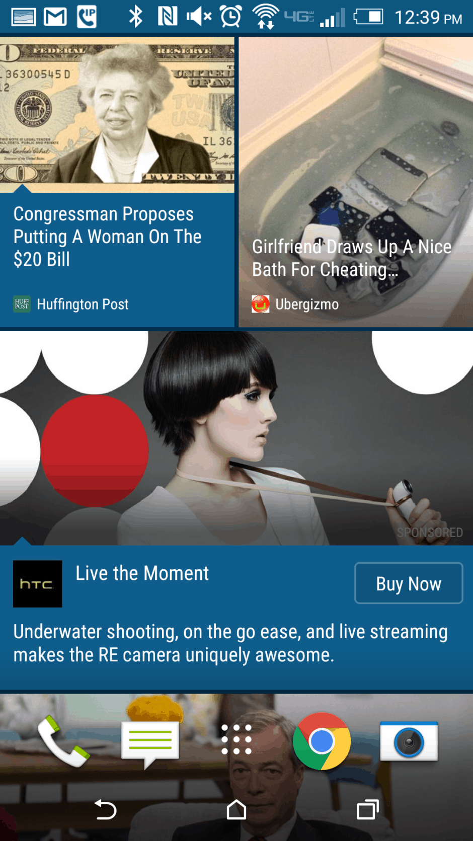 Here's how an HTC ad appears in BlinkFeed. Screenshot: HTC