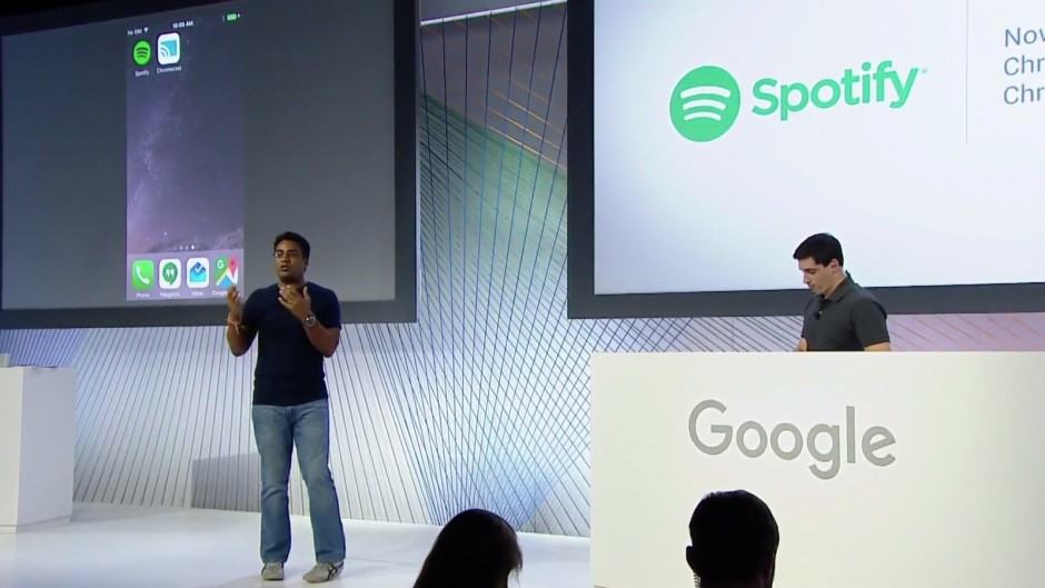 Now you can use your Spotify app and account to power Chromecast and Chromecast Audio. Photo: Google