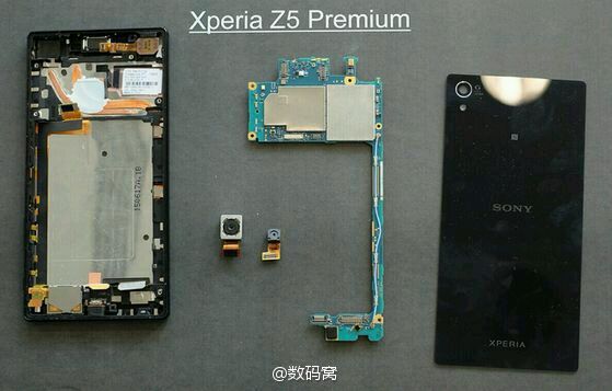 Inside the Xperia Z5 Premium. Photo: Weibo
