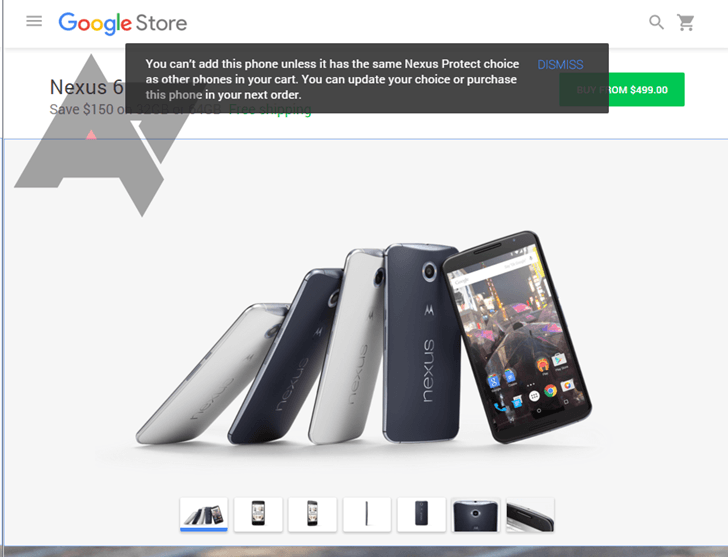 Nexus Protect popup in the Google Store. Photo: Android Police