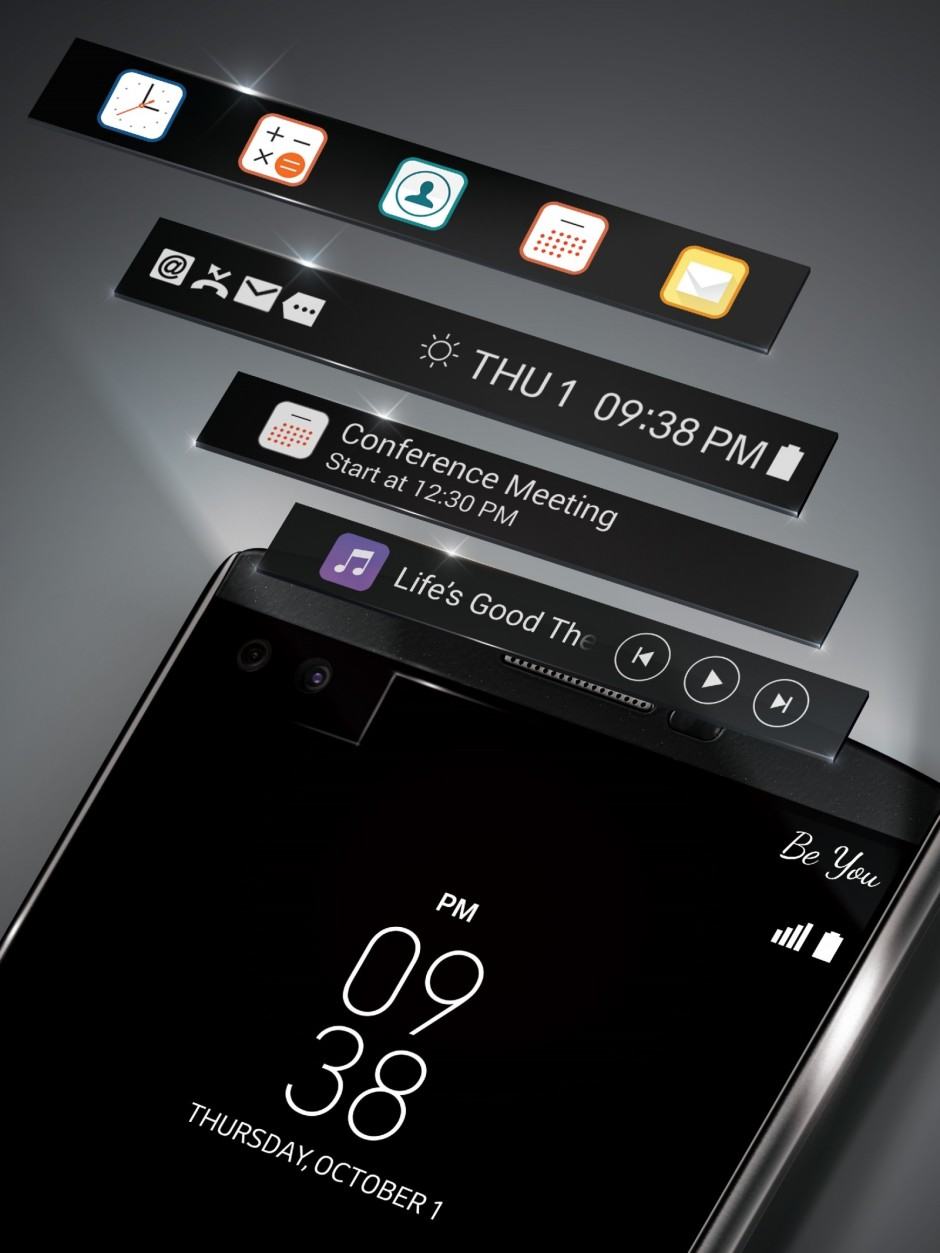 The V10's second screen in action. Photo: LG
