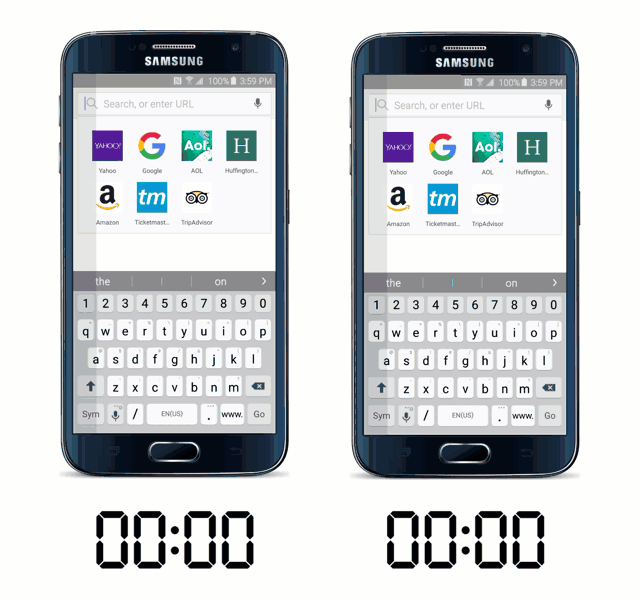 Samsung's browser with and without Ad Block Fast. GIF: Ad Block Fast